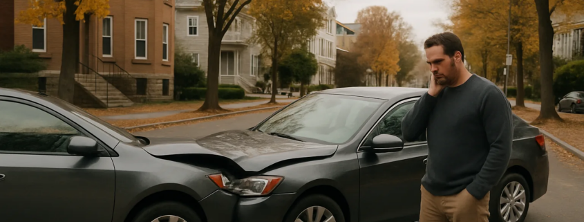 Delayed pain after a car accident in Massachusetts near a Boston residential street