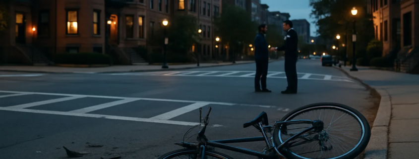 Boston hit-and-run accident investigation scene with preserved crash evidence