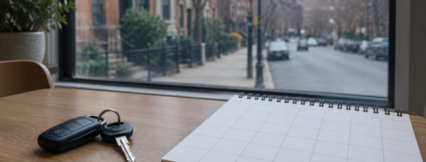 Blank calendar and car keys suggesting the Boston car accident lawsuit deadline