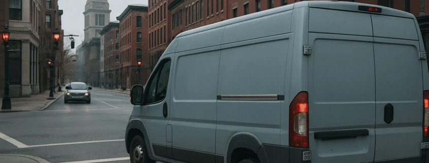 Boston commute accident workers’ compensation scene with vehicles on a city street