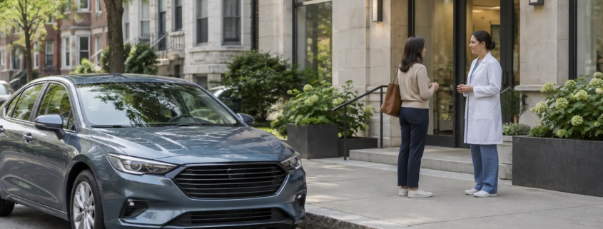 Boston car accident scene illustrating a pre-existing condition car accident claim in Massachusetts